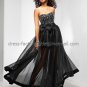 Strapless Jeweled Black Pink Blue Organza Bridal Evening Dress A-line Prom Dress Custom Formal Dress