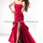 Strapless Red Black Taffeta Hi-low Bridal Evening Dress A-line Prom Dress Custom Formal Dress