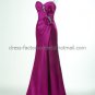 Strapless Red Wine Purple Blue Satin Bridal Evening Dress SheathFront Slit Prom Dress Gown
