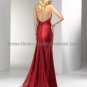 Strapless Red Wine Purple Blue Satin Bridal Evening Dress SheathFront Slit Prom Dress Gown