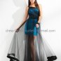 One Shhoulder See-through Purple Blue Pink Black Tulle Evening Dress A-line Bridal Prom Dress Gown