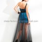 One Shhoulder See-through Purple Blue Pink Black Tulle Evening Dress A-line Bridal Prom Dress Gown