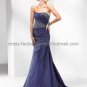 Strapless Jeweled Purple Blue Navy Lavender Taffeta Bridal Evening Dress A-line Prom Dress Gown
