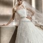 Free Bustle Strapless Berlin Bridal Gown White Alencon Lace A-line Wedding Dress Beaded Sash
