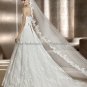 Free Bustle Strapless Berlin Bridal Gown White Alencon Lace A-line Wedding Dress Beaded Sash