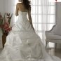 A-line Classical Bridal Gown Custom Strapless Pleated Taffeta Ivory White Wedding Dress