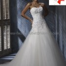 A-line Classical Bridal Gown Custom Strapless Applique Tulle Ivory White Wedding Dress