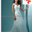 A-line Classical Bridal Gown Custom Cap Sleeves Simple Ivory White Wedding Dress