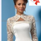 A-line Bridal Gown Strapless Embroidered Satin Beaded Ivory White Wedding Dress Free Lace Jacket