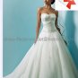A-line Classical Bridal Gown Custom Strapless Beaded Tulle Ivory White Wedding Dress