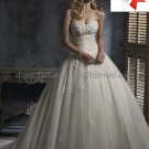 A-line Classical Bridal Gown Custom Strapless Champagne Tulle Ivory White Wedding Dress