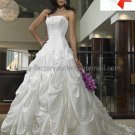 A-line Princess Bridal Gown Custom Pleated Taffeta Strapless Ivory White Wedding Dress