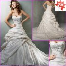 A-line Princess Bridal Gown Custom Pleated Taffeta Strapless Ivory White Wedding Dress mg560