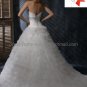 A-line Bridal Ball Gown Custom Strapless Tiered Tulle Ivory White Wedding Dress W58