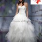 A-line Bridal Ball Gown Custom Strapless Tiered Tulle Ivory White Wedding Dress