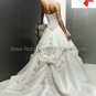 A-line Princess Bridal Gown Strapless Embroidered Pleated Satin Beaded Ivory Wedding Dress MG484