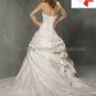 A-line Princess Bridal Gown Custom Pleated Taffeta Strapless Ivory White Wedding Dress mg560
