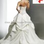 A-line Princess Bridal Gown Strapless Embroidered Pleated Satin Beaded Ivory White Wedding Dress