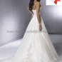 A-line Classical Bridal Gown Custom Cap Sleeves Beaded Tulle Ivory White Wedding Dress
