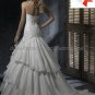 A-line Classical Bridal Gown Custom Strapless Tiered Pleated Taffeta Ivory White Wedding Dress