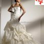 A-line Bridal Gown Strapless Pleated Taffeta Accent Ivory White Wedding Dress