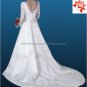 A-line Bridal Gown Strapless Lace Edge V-neck Long Sleeves Ivory White Wedding Dress