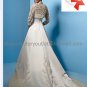 A-line Bridal Gown Strapless Embroidered Satin Beaded Ivory White Wedding Dress Free Lace Jacket