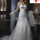 Lace Bridal Gown Custom Strpless Silver Tulle Applique Ivory White Mermaid Wedding Dress L23