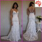 Discount  Lace Bridal Gown Custom Spaghetti Straps Ivory White Mermaid Wedding Dress L12