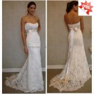 Discount  Lace Bridal Gown Custom Strapless Ivory White Mermaid Wedding Dress L17