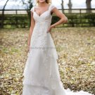 Discount  Lace Edge Bridal Gown Custom Cap Sleeves Ivory White Sheath Pregnant Wedding Dress L05