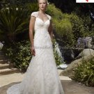 Discount  Lace Edge Bridal Gown Custom Cap Sleeves Hollow Back Ivory White Wedding Dress L27