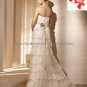 Discount Lace Edge Bridal Gown Strapless Sheath White Wedding Dress PV275 Gold Sash