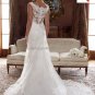 Discount Alencon Lace Bridal Gown Boat Neck A-line Ivory White Wedding Dress W281