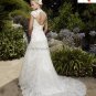 Discount Lace Edge Bridal Gown Custom Cap Sleeves Hollow Back Ivory White Wedding Dress L27