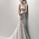 Strapless Alencon Lace Bridal Gown Strapless Beaded Mermaid Wedding Dress L11