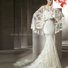 Luxury Chantilly Lace Bridal Gown Wide Long Shawl Mermaid Wedding Dress L18