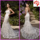 Luxury Alencon Lace Bridal Gown Spaghetti Straps Mermaid Wedding Dress L26