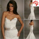 Strapless Alencon Lace Bridal Gown Strapless Beaded Mermaid Wedding Dress Free Sash L34