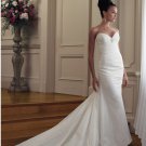 Strapless Pleated Taffeta Bridal Gown Sweetheart Mermaid Wedding Dress Chapel Train M1222