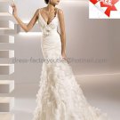 Vintage Pleated Tiered Organza Bridal Gown Spaghetti Strapless Mermaid Wedding Dress PV01