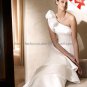 Simple One Shoulder Bridal Gown Ruffled Satin Wedding Dress Zipper Back PV130