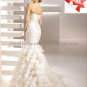 Vintage Pleated Tiered Organza Bridal Gown Spaghetti Strapless Mermaid Wedding Dress PV01