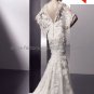 Luxury V-neckline Lace Bridal Gown Wide Long Sleeves Beaded Mermaid Wedding Dress L10
