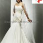 Beaded Pleated Red Taffeta Bridal Gown Strapless Mermaid Wedding Dress C42