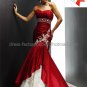 Beaded Red Taffeta Bridal Gown Strapless Mermaid Champagne Lace Wedding Dress C41