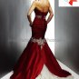 Beaded Red Taffeta Bridal Gown Strapless Mermaid Champagne Lace Wedding Dress C41