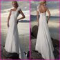 A-line One Shoulder Chiffon Bridal Gown Pleated Empire Waist Beach Wedding Dress A57