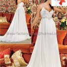 A-line Spaghetti Straps White Chiffon Bridal Gown Applique Empire Waist Pregnant Wedding Dress L42