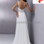 A-line Thin Straps White Chiffon Bridal Gown Jeweled Empire Waist Pregnant Wedding Dress MG309